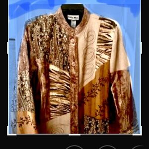 INDIGO Moon top or buttoned jacket, L roomy, subtle pstchwotk